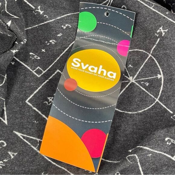 Svaha Size medium grey STEM Geometry Math formulas Organic Cotton Cardigan - Picture 4 of 8